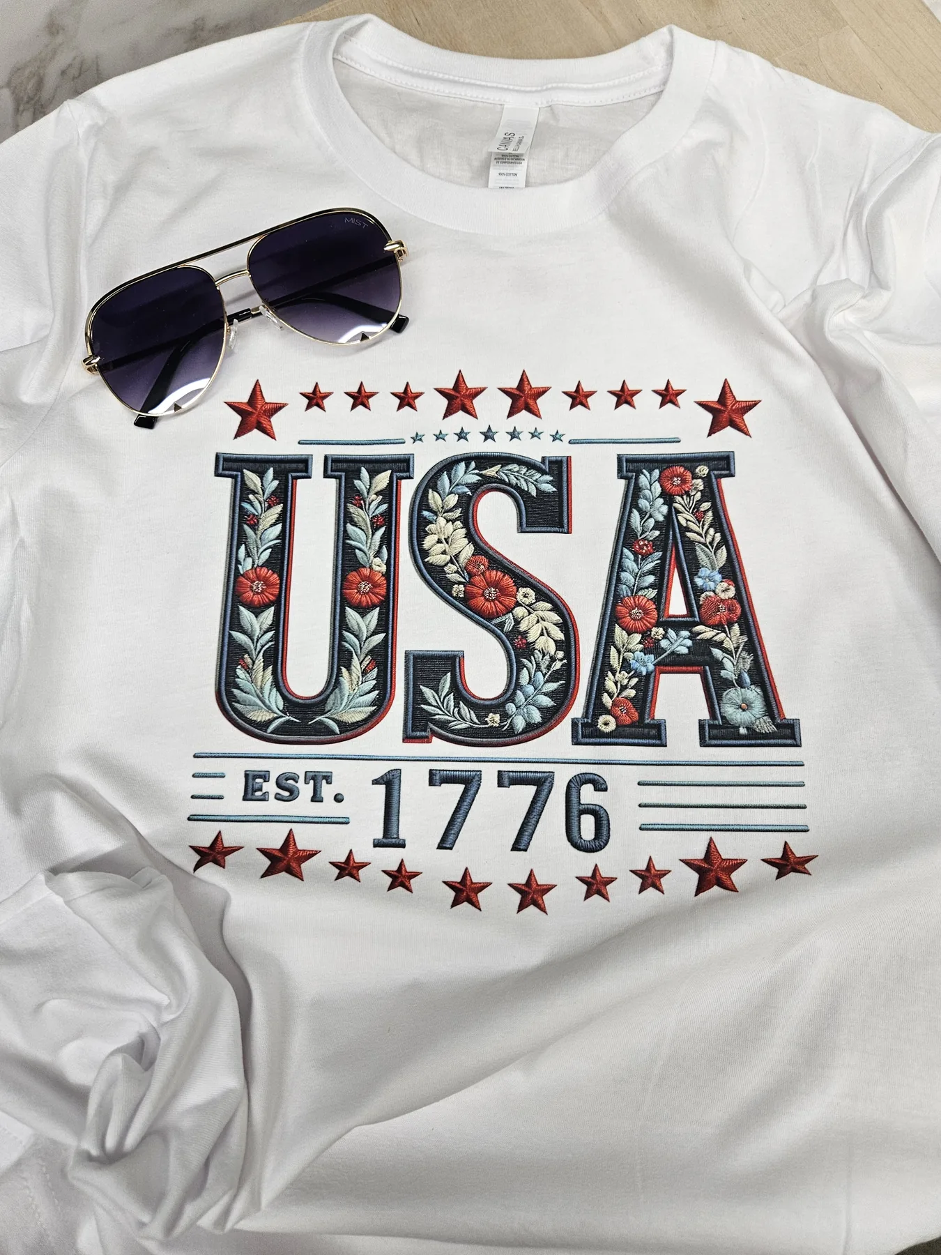 Detailed floral USA apparel print